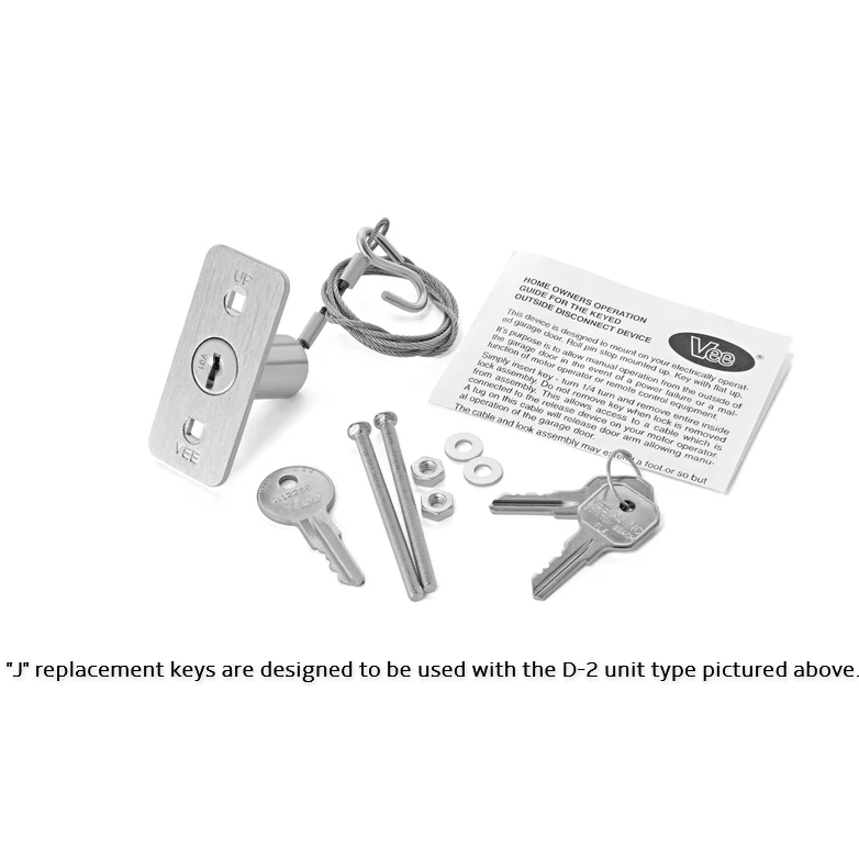 Flat "J" key pairs (replacement keys for D-2 disconnects)